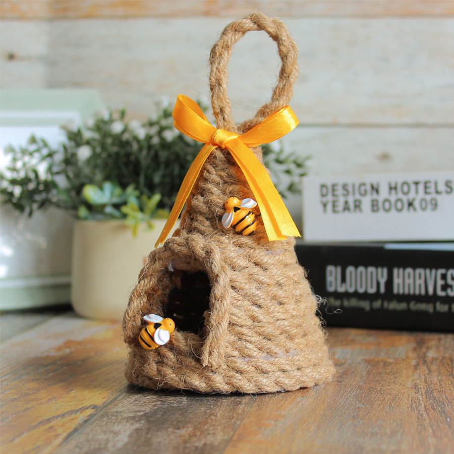 Mini Skep Bee Hive Without the Loop, Jute Bee Hive, Bee Tier Tray