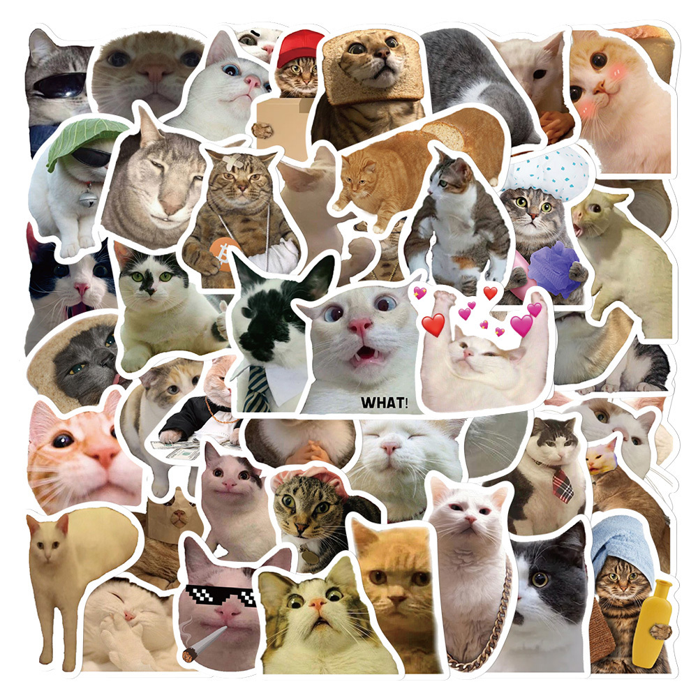 50 Pcs Cat Stickers Cute Animal Stickers For Kids Water Bottles