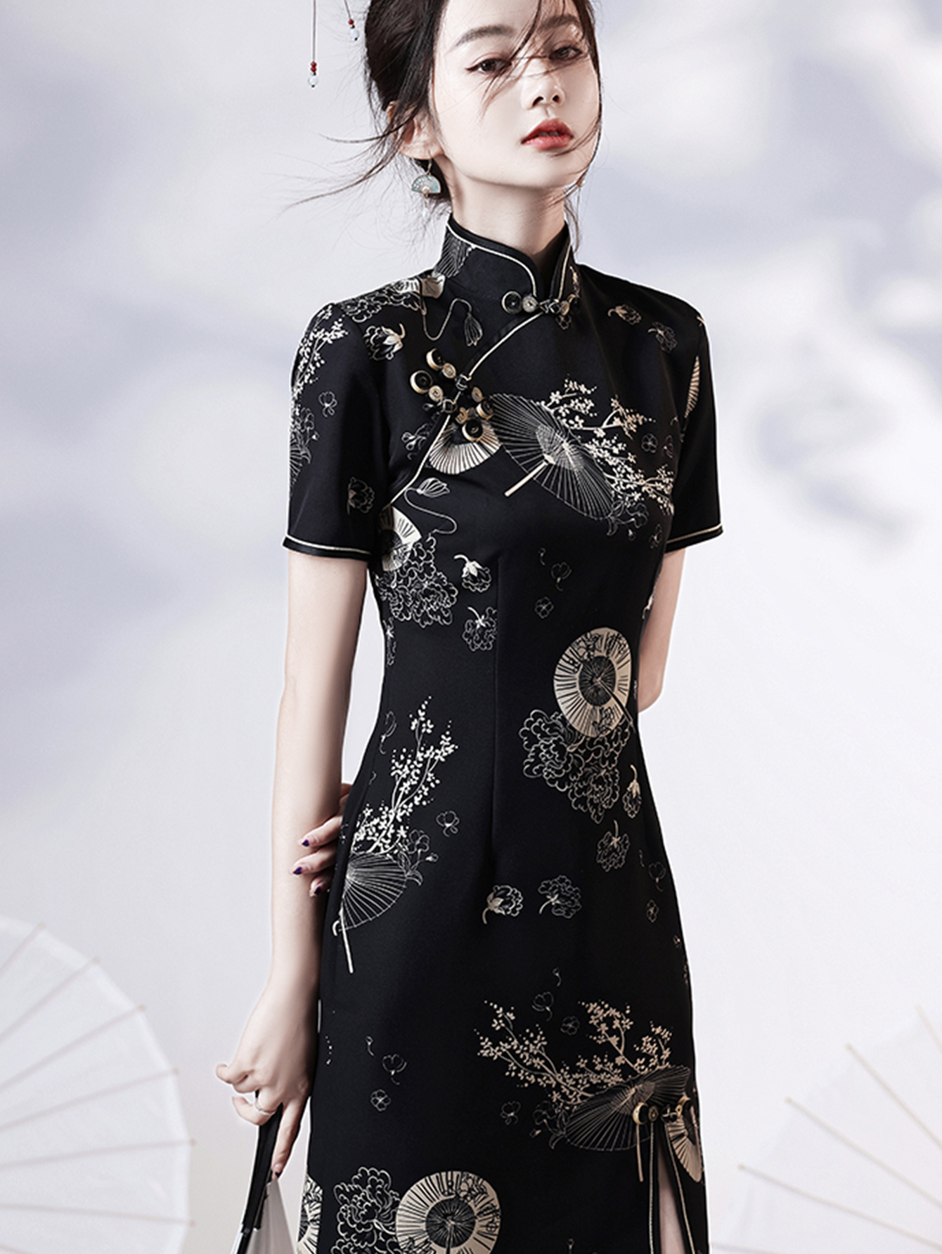 Chinese Vintage Cheongsam Bodycon Short Sleeve Mandarin Temu