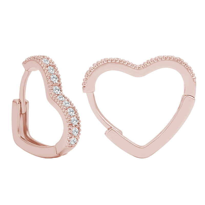 womens heart hoop earrings design sparkling Temu Bahrain