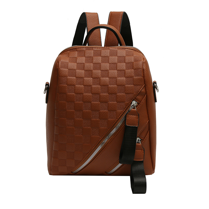 Casual Checkered Backpack Womens Faux Leather Bookbag Fashion Zipper Front  Travel Daypack, Today's Best Daily Deals
