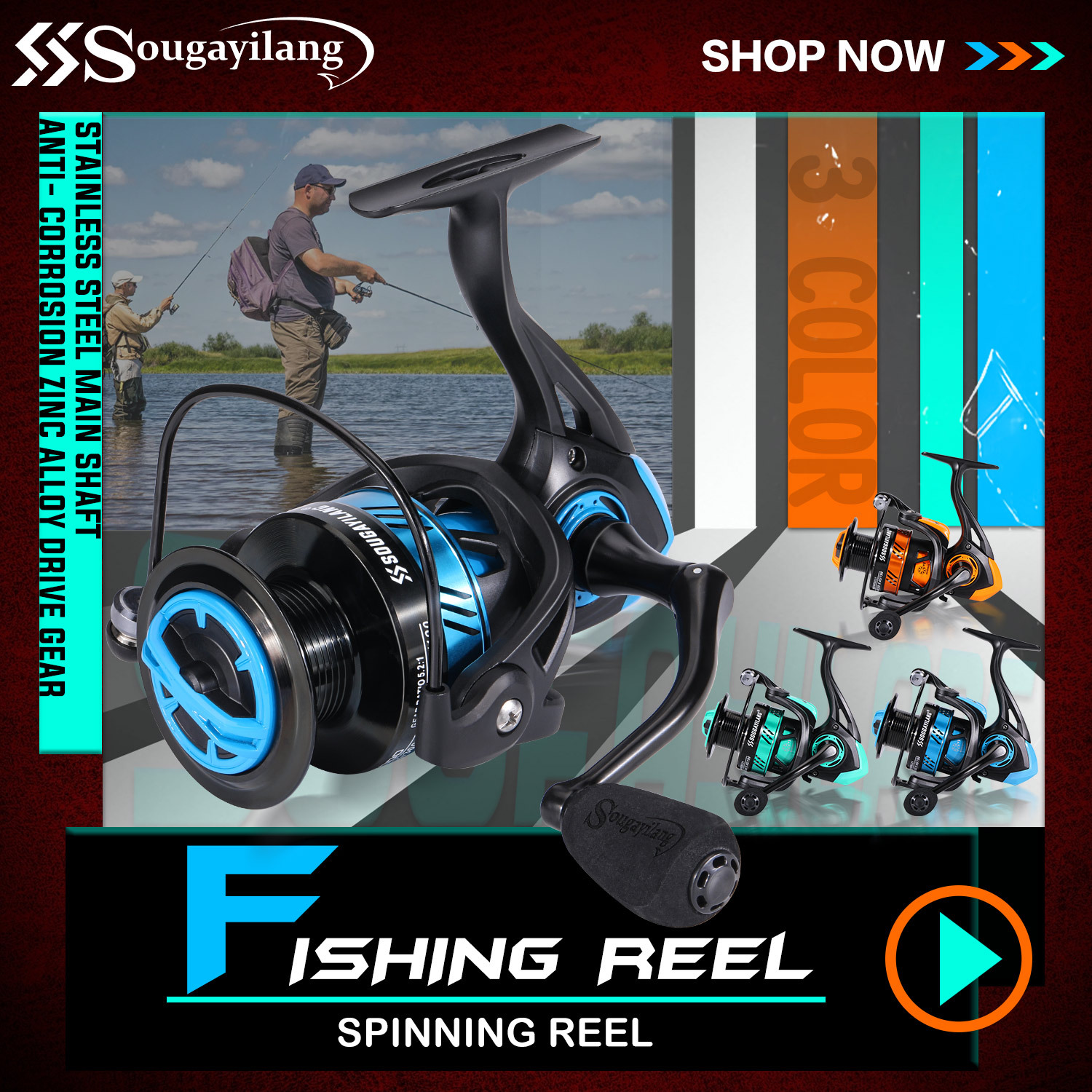 Sougayilang Fishing Reel 5.2:1/5.1:1 Gear Ratio Powerful Spinning Reel 11BB  Smooth Spinning Fishing Reel 