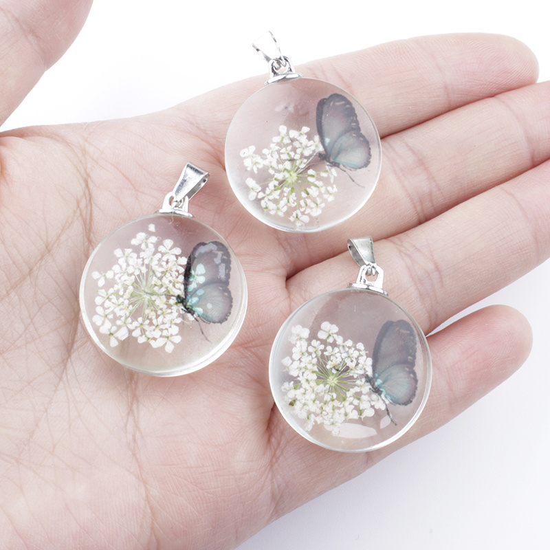 3pcs Clear Glass Heart-Shaped Dried Flower Pendant DIY Jewelry Making Hand Craft Fine Jewelry,Temu