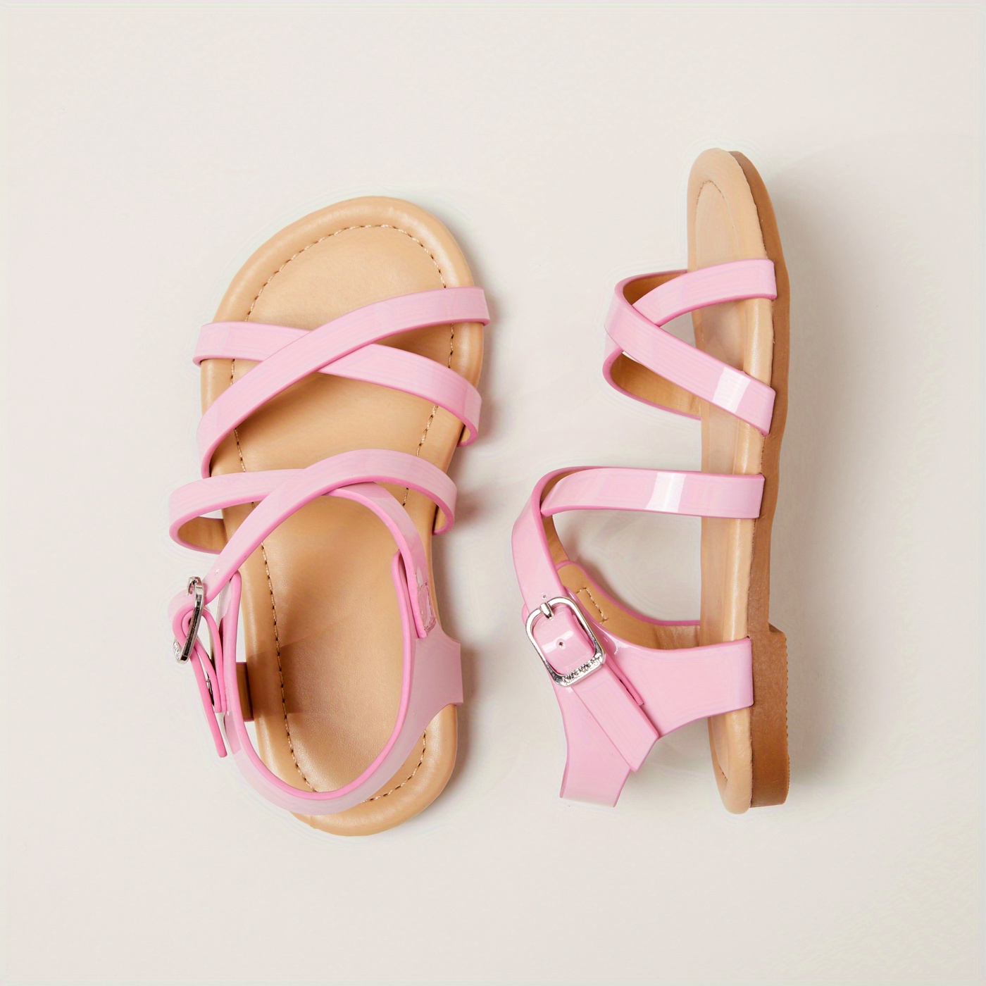  Little Girls Hollow Out Breathable Sandals Open Toe Princess  Flat Sandals Strappy Gladiator Sandals Summer Beach Sandals : Sports 