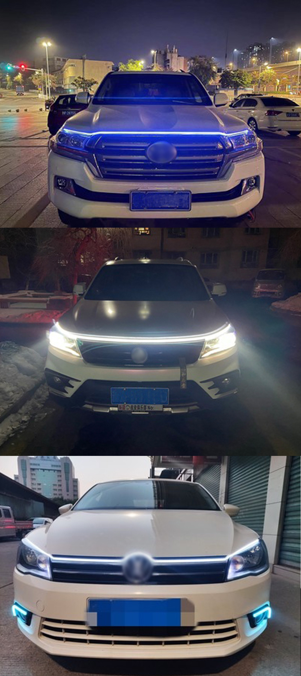 1 5m 1 8m car led hood light universal daytime running light flexible scan light strip 12v car decoration atmosphere light white ice blue waterproof details 8