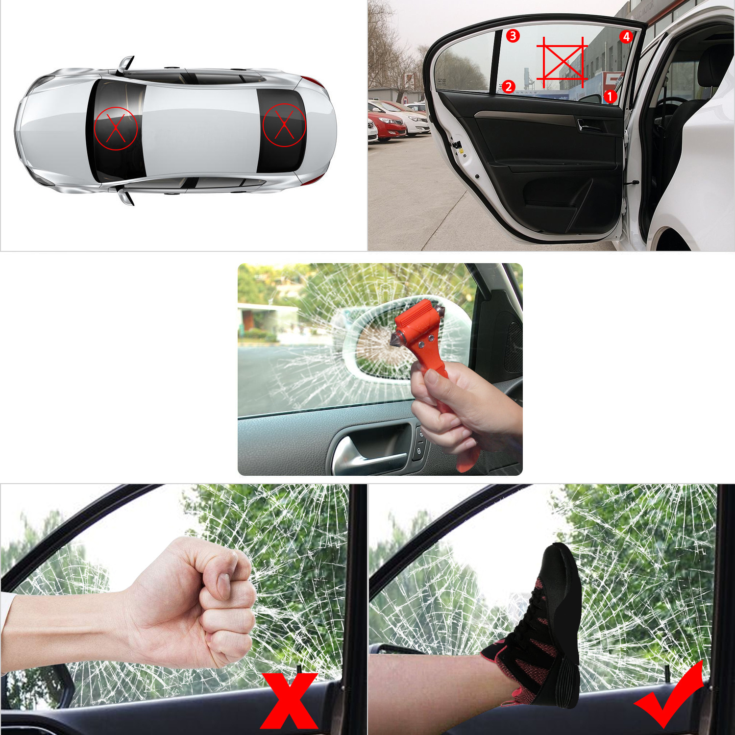 2pcs Oozcc Auto-sicherheitshammer Auto Fenster Glas Hammer Brecher