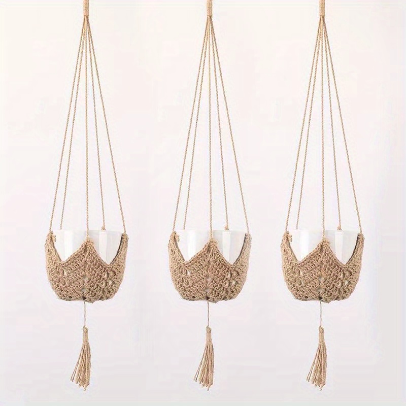 3pcs Guno Macrame Plant Hanger Hand Woven Boho Flowerpot Rack