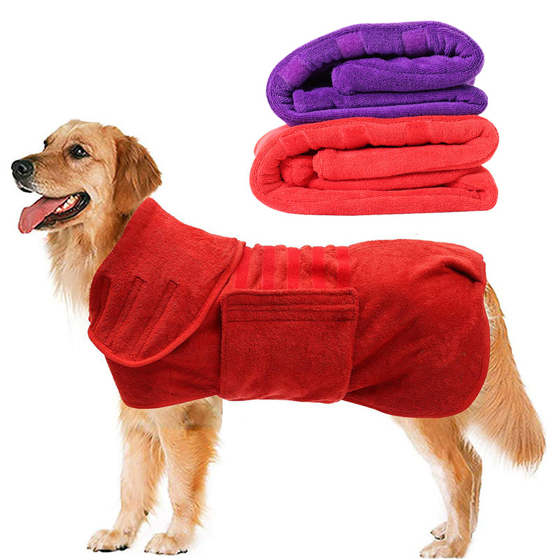 Albornoz de microfibra suave y superabsorbente para perros con  capucha/cinturón para perros grandes, medianos y