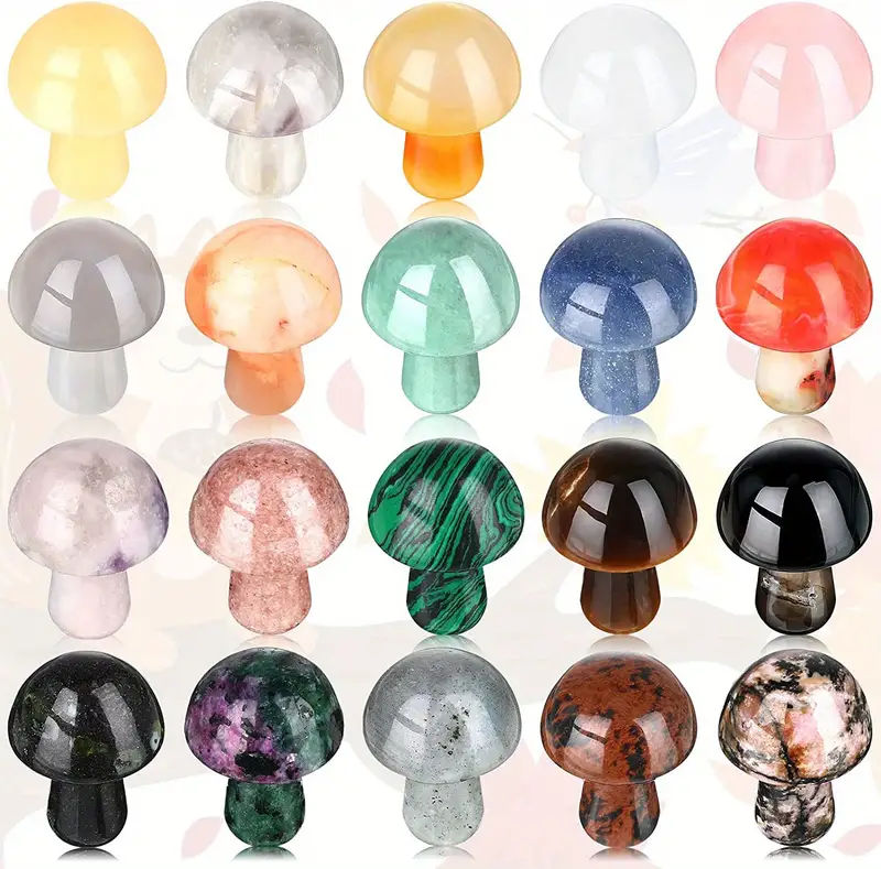 Handmade Random Mixed Crystal Mushroom Sculpture Decor Worry - Temu
