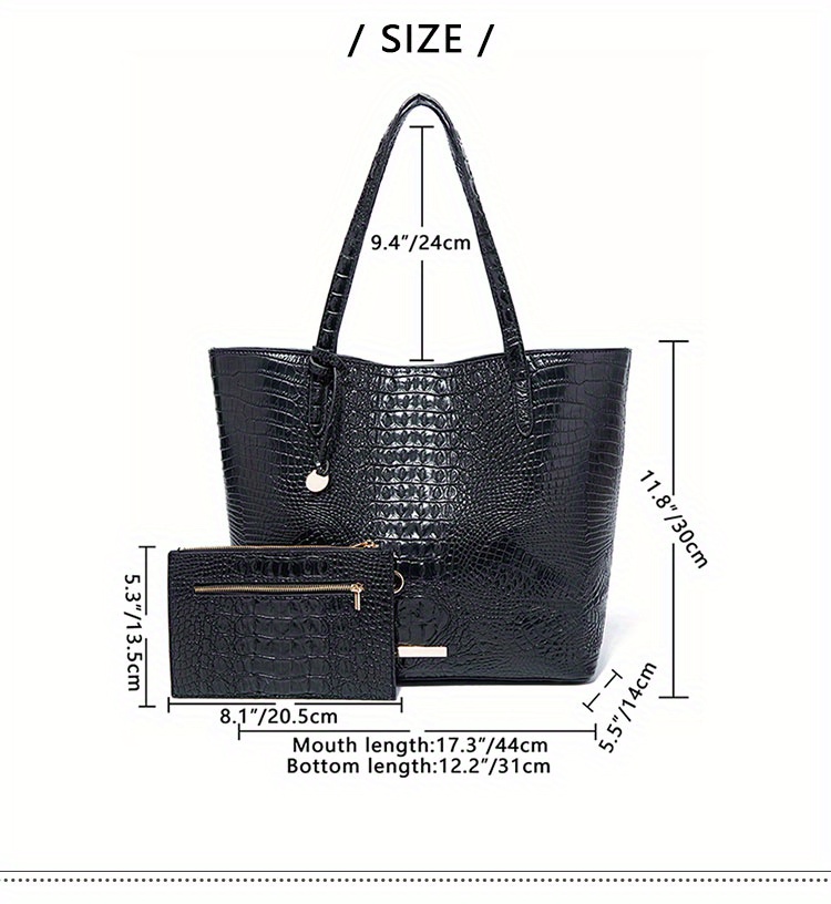 Crocodile Embossed Chain Hobo Bag Fashion Style  Portable,Multifunction,Large Capacity business casual High  school,Business,Work,Travel,vacation For Lady,For Women,For Female,White-collar  Workers Fashion,Trendy,Minimalist leather tote bag