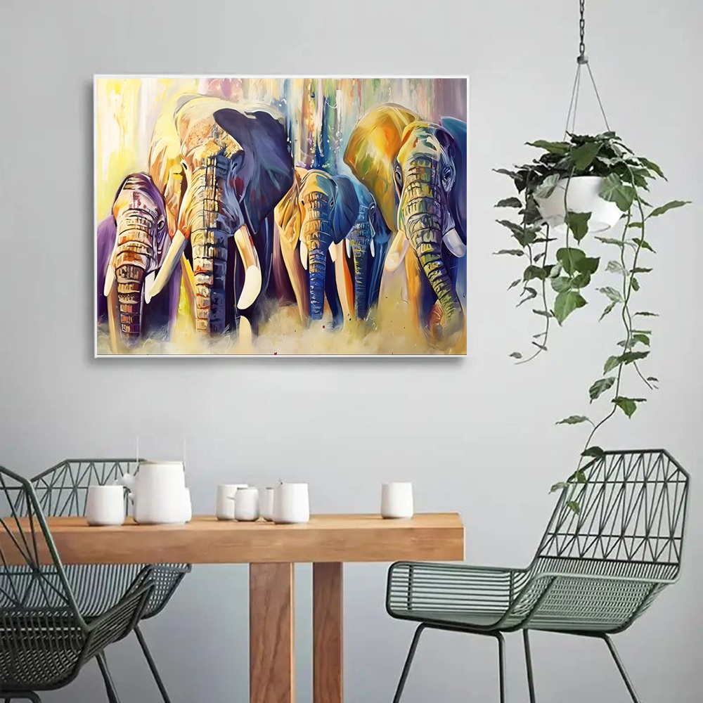 Elephants Wall Decals Wild Animals Canvas Painting Posters - Temu ...