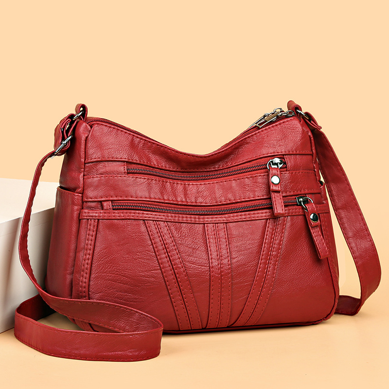 Multi-pocket Crossbody Bag, Women's Faux Leather Purse, Fashion