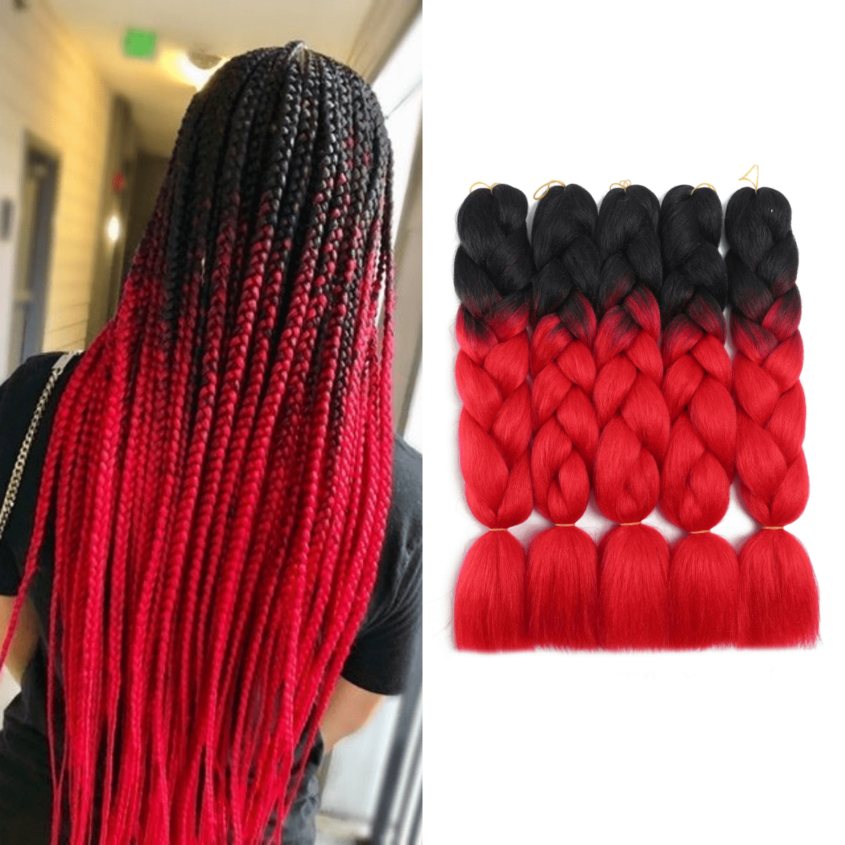 24 Inch Jumbo Braids Hair Extensions Ombre High Temperature Synthetic Hair  African Rainbow Box Braiding Hair for Senegal Twist 100g/pack 2 Tones