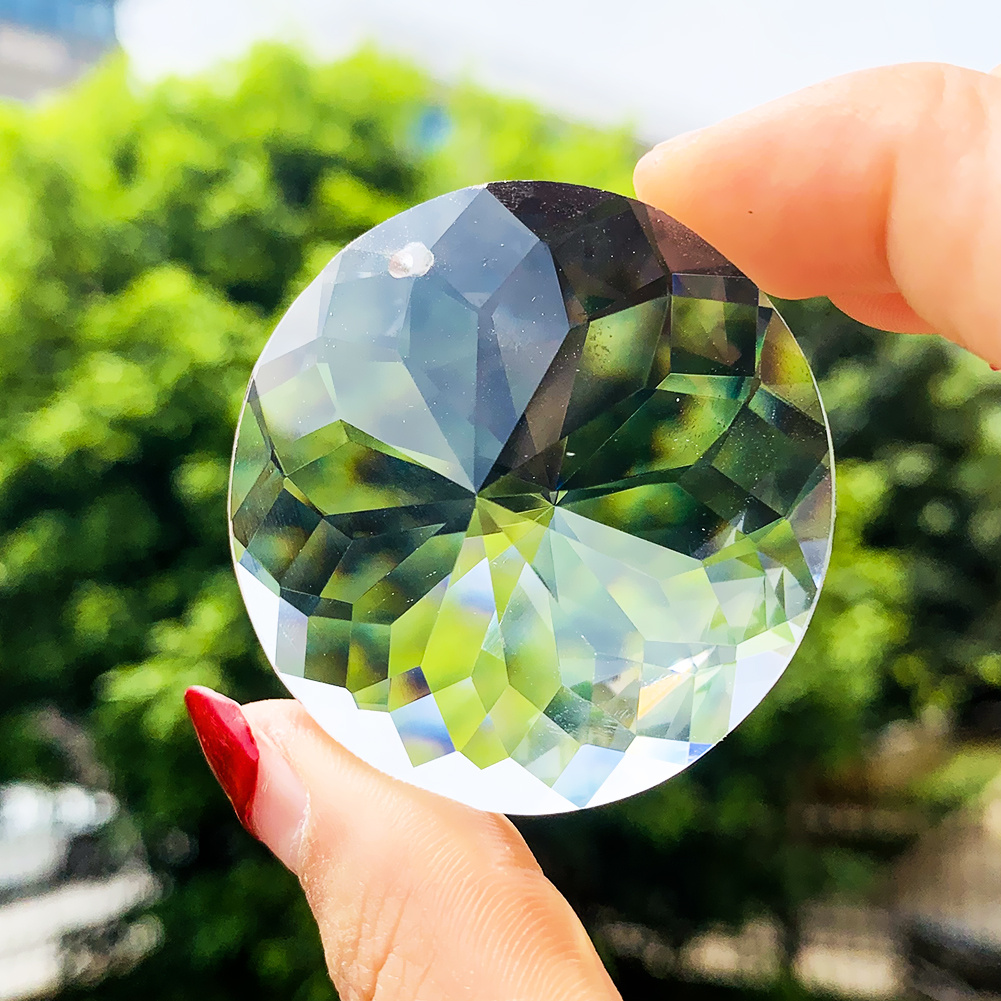 1pc 45mm clair rond cristal Feng Shui facetté prisme - Temu France