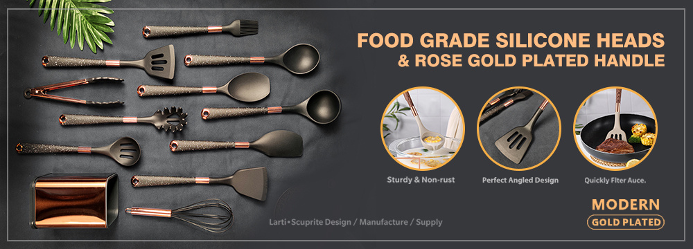 Non-Stick Silicone Kitchen Utensils Set with Rose Gold Plated Handle - Heat  Resistant Cooking Tool Accessories - 9 Pieces - Eco-Friendly & Stocked -  446°F/230°C High Temperature Resistance - Brown/Black – pocoro