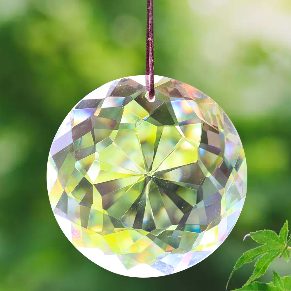 Sun Catcher Crystal Round Faceted Fengshui Prism Hanging Chandelier ...