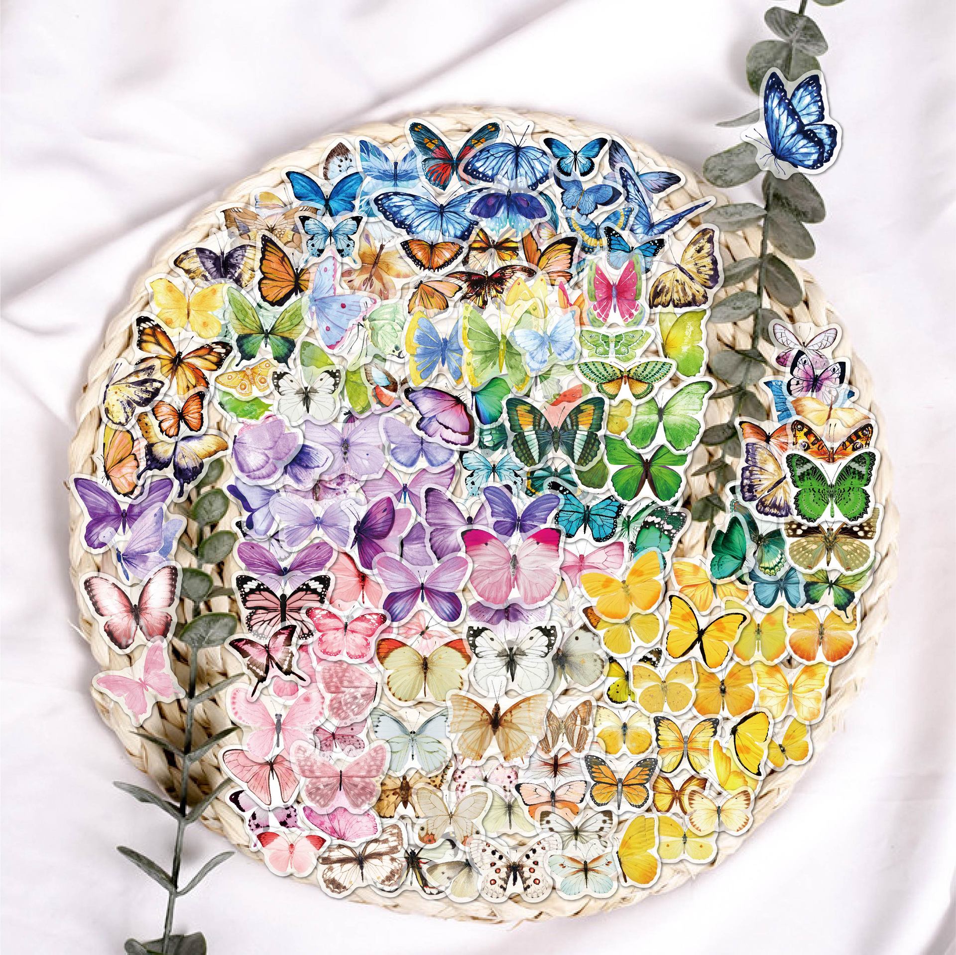 YASMEN Holographic Stickers, 90PCS Vintage Butterfly & Magic Transparent  Stickers, Resin Decorative Stickers for Scrapbooking, Bullet Junk Journal
