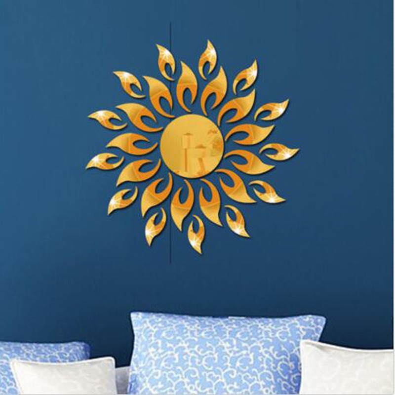 Sunflower Mirror Wall Stickers Decor, Round Acrylic Diy Self-adhesive Wall  Art Decals Mirror Mural Home Decorations Wall Decals For Bathroom For Livin