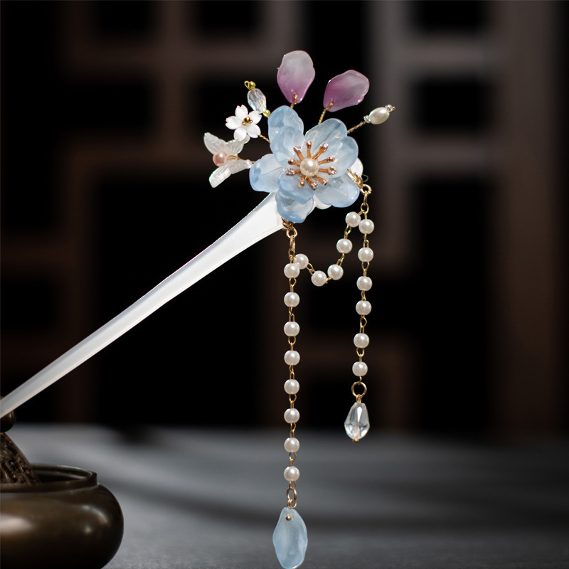 Japanese And Chinese Style Enamel Japanese Hair Pins With Flower Sticks,  Pearl Tassel, And Shopsticks Perfect Hanfu Accessories From Weaverazelle,  $5.8