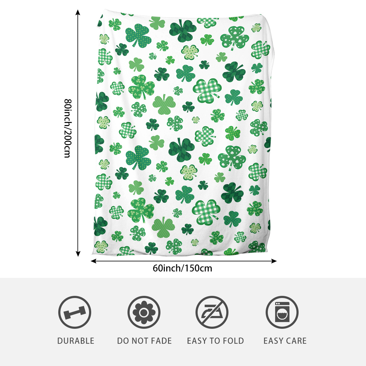 Green Buffalo Plaid Four Leaf Clover St Patricks Bath Towel by