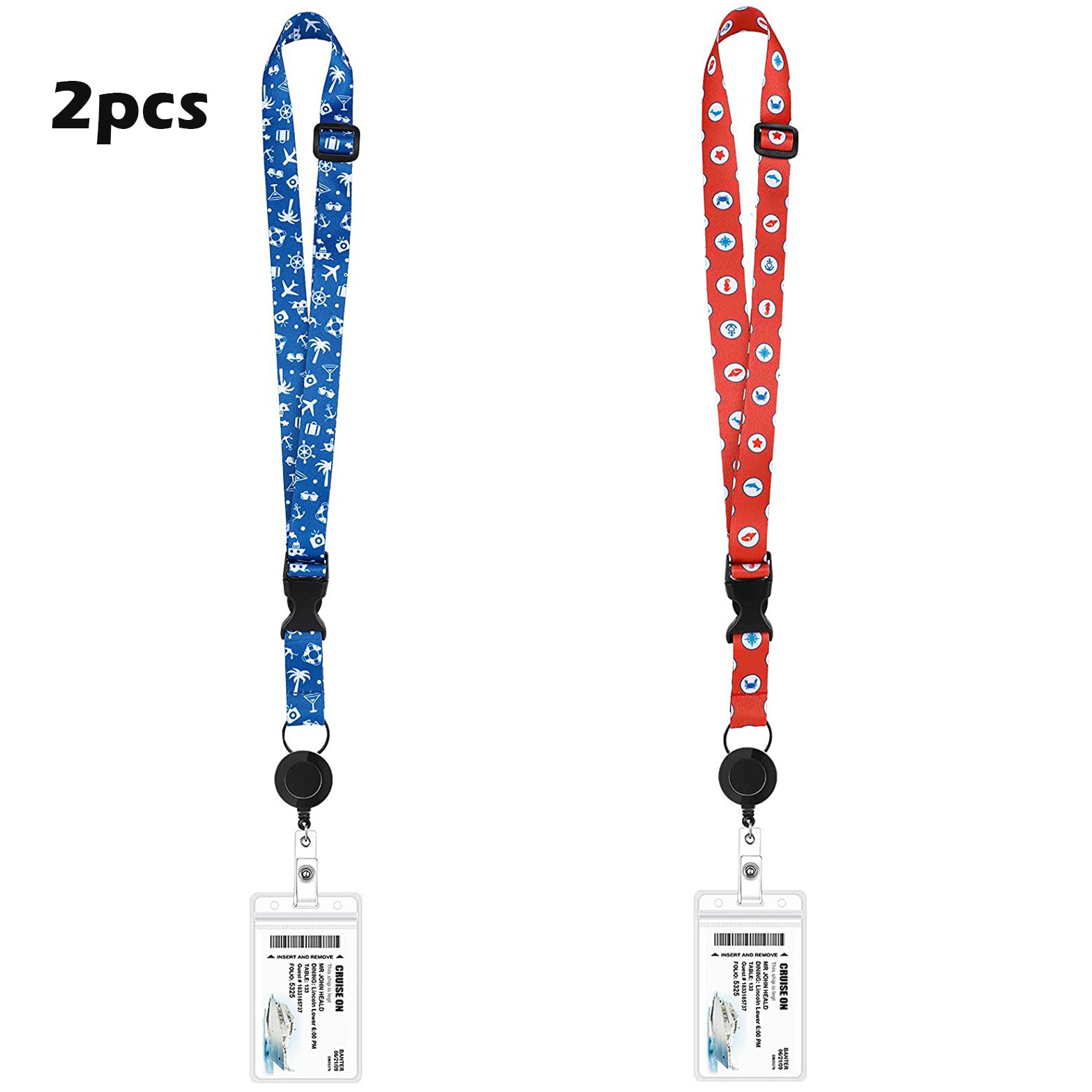 Cruise Lanyards with ID Holder, Retractable Badge & Waterproof Card Holders  (Blue Ship)