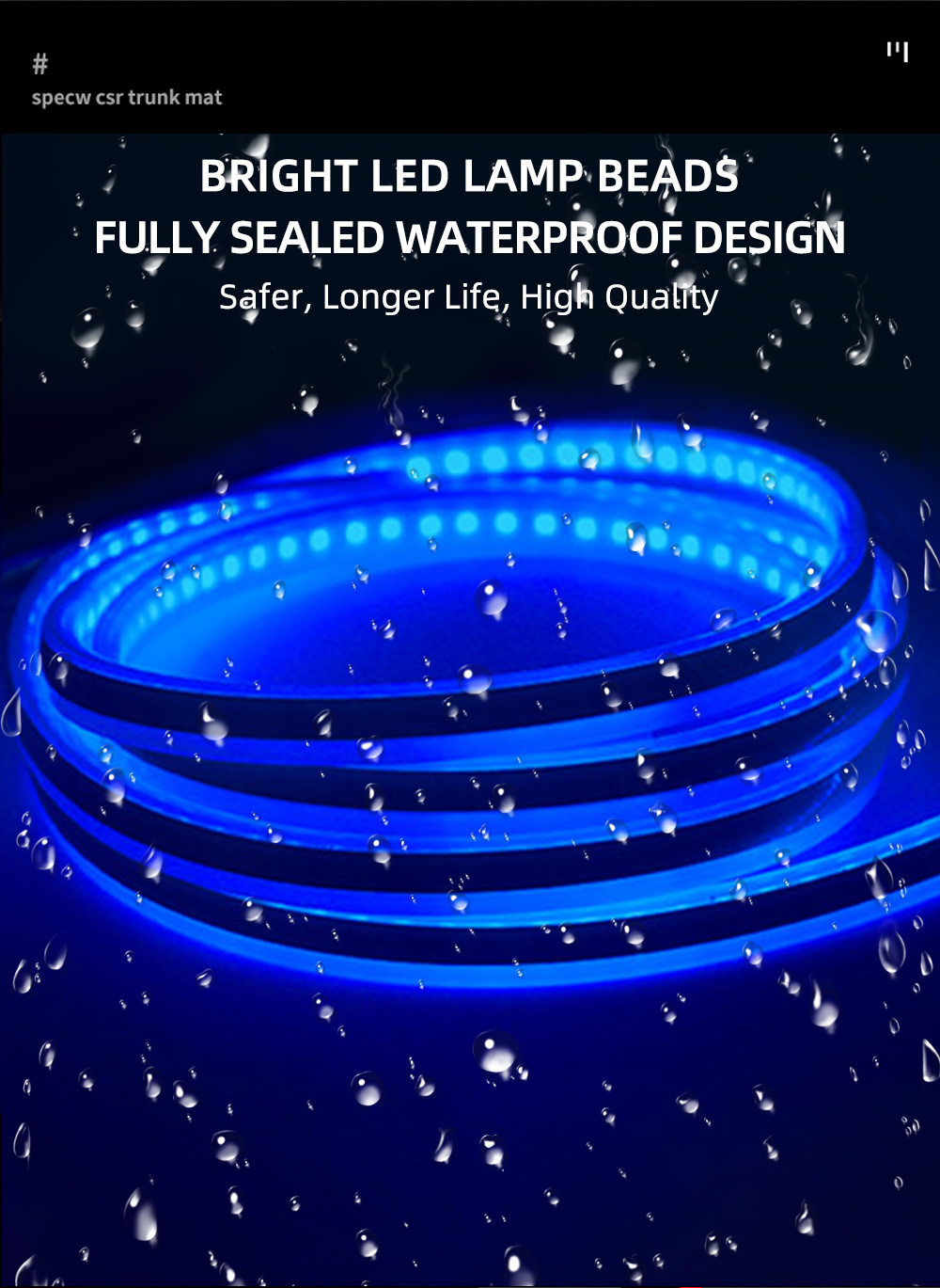 1 5m 1 8m car led hood light universal daytime running light flexible scan light strip 12v car decoration atmosphere light white ice blue waterproof details 3