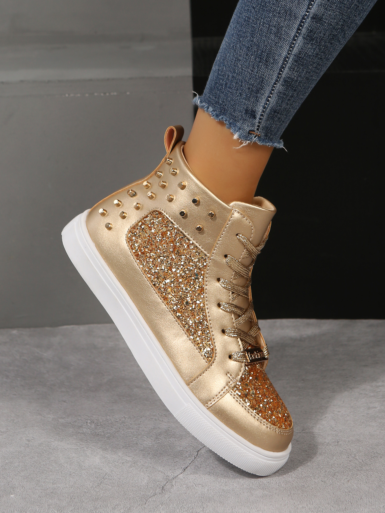 Sequin high cheap top sneakers womens