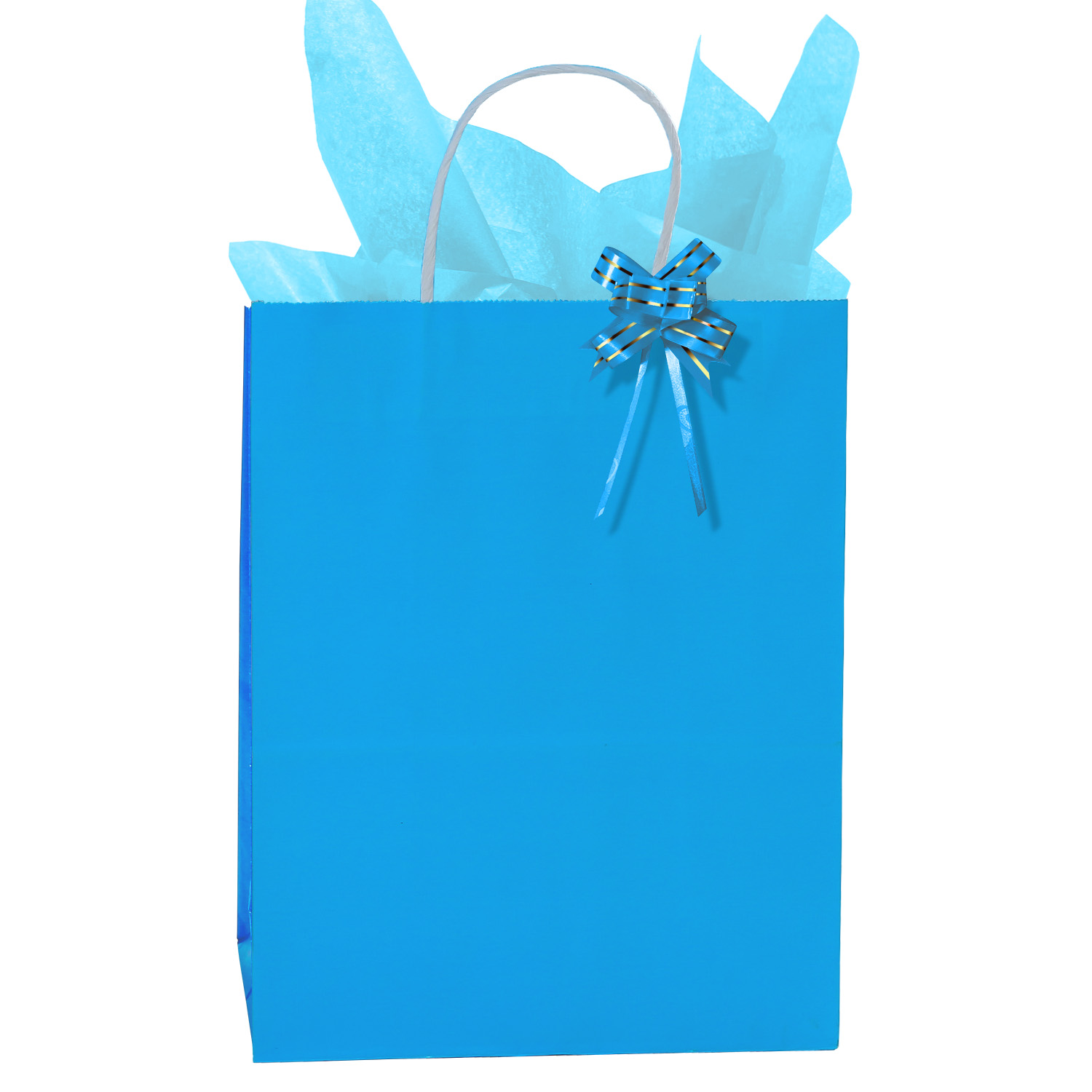 24 Blue Bulk Kraft Party Gift Bags With 24 Sheets of Blue Wrapping Paper -  Small Size Gift Bag (8.6x3.1x6.3 Inch)