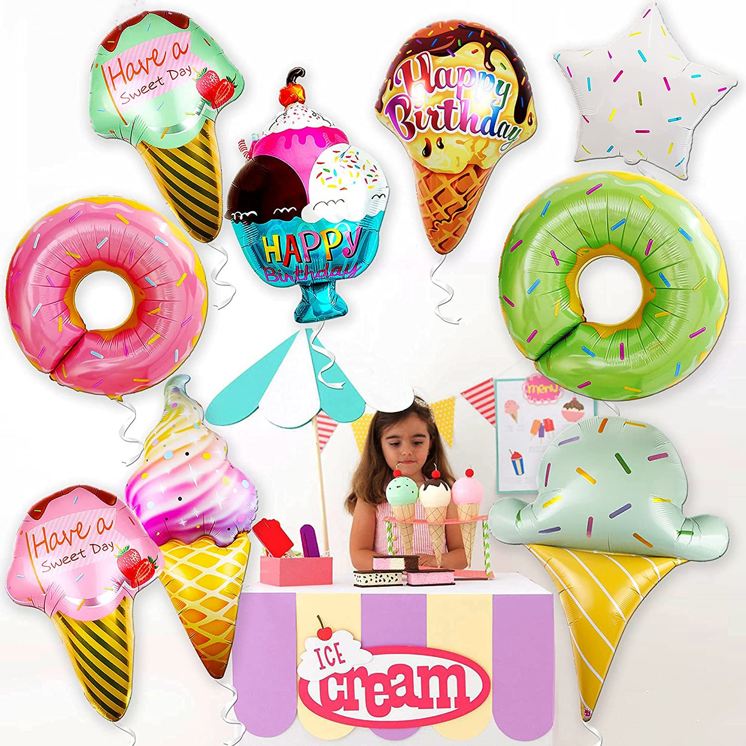 32Inch Donut Globos Foil Balloon Fruit Ice Cream Helium Balloon Birthday Party D