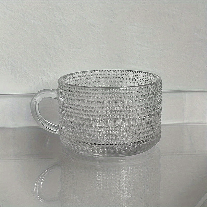 Textured Colored Glass Coffee Cups and Saucer
