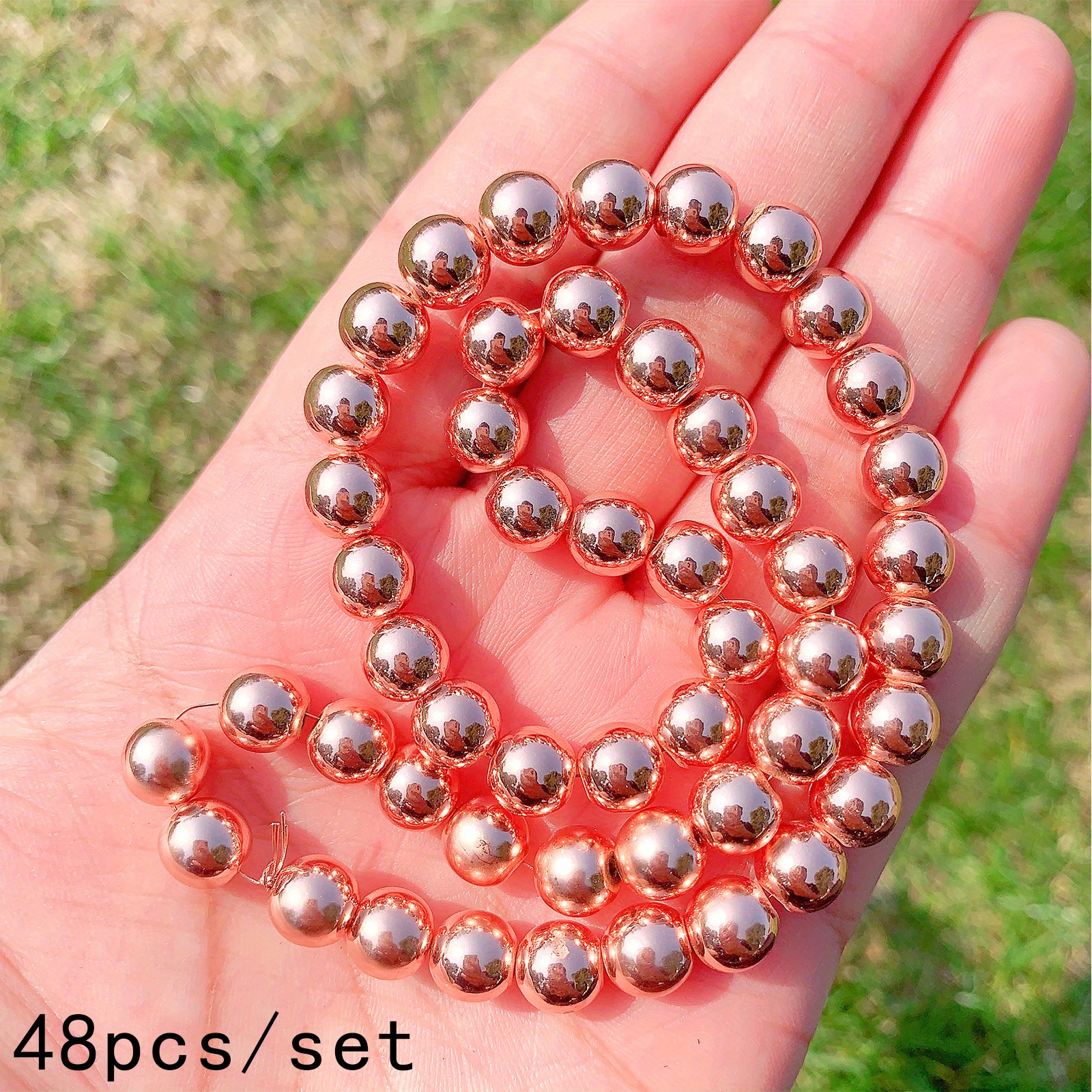 Natural Stone Gold Plated Hematite Smooth Round Loose Spacer - Temu