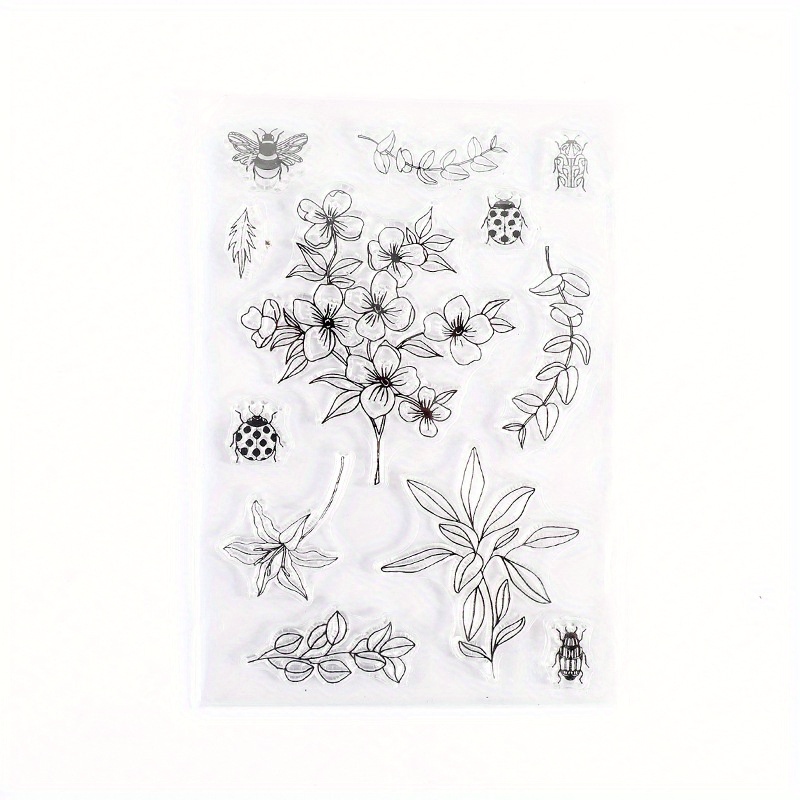 ALIBBON 10pcs Vintage Flower Clear Stamps for Card Making and Photo Album Decorations, Retro Swirls Lace Leaves Patterns Transparent Silicone Rubber