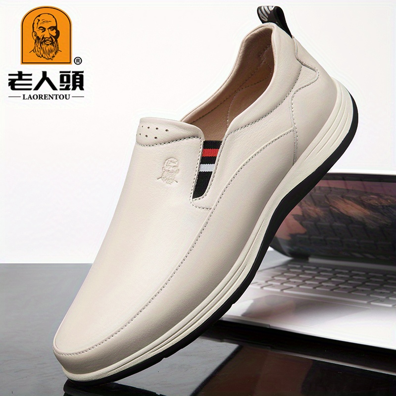  Men's Casual Shoes Business Slip-On Fashion Leather Loafers  Comfortable Walking Driving Luxury Men's Work Office Formal Wear Outdoor  Breathable Sneakers (Color : Black, Size : 6.5)
