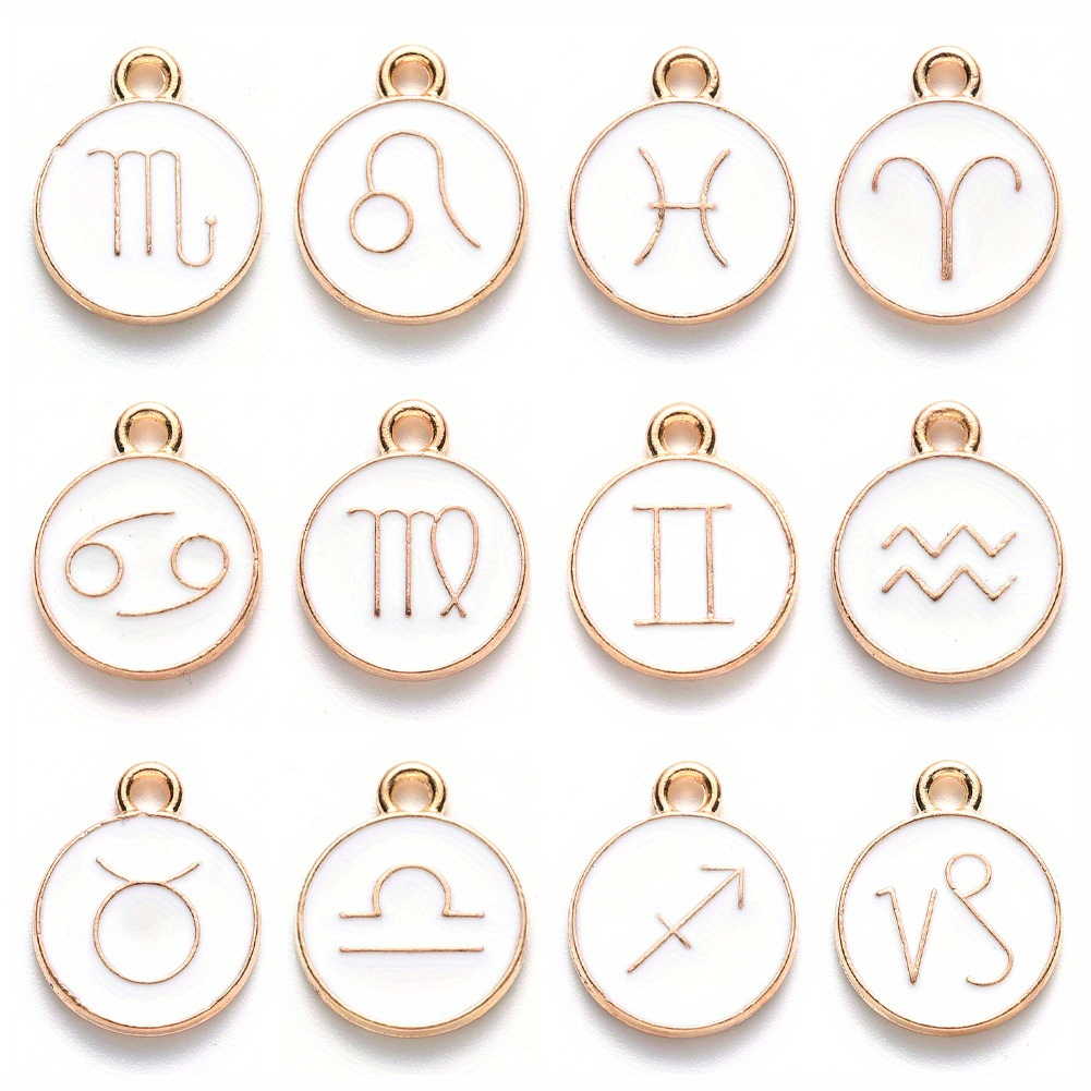 12 Constellations Double-sided Drip Oil Small Pendant Accessories For Making Jewelry Earrings Necklace Bracelet