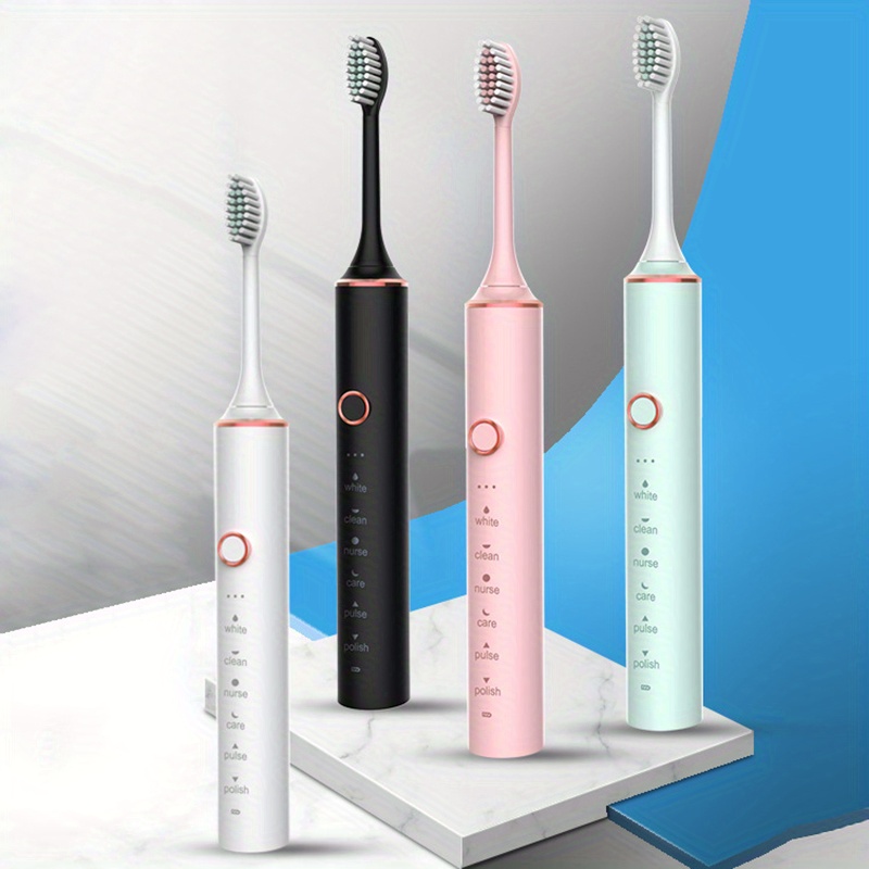 CRKIOB Cepillo de dientes eléctrico para adultos ultrasónico recargable,  una carga para 180 días de uso con 2 cabezales de cepillo y soporte  cepillos