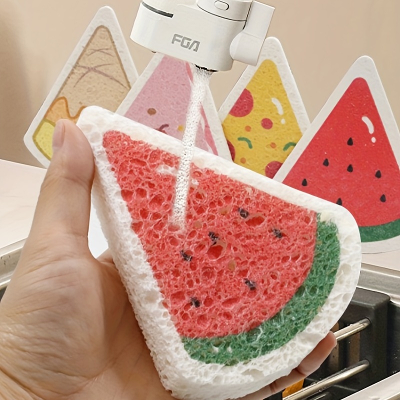 1pc Fruit Design Dishwashing Sponge, Kitchen Cleaning Cartoon