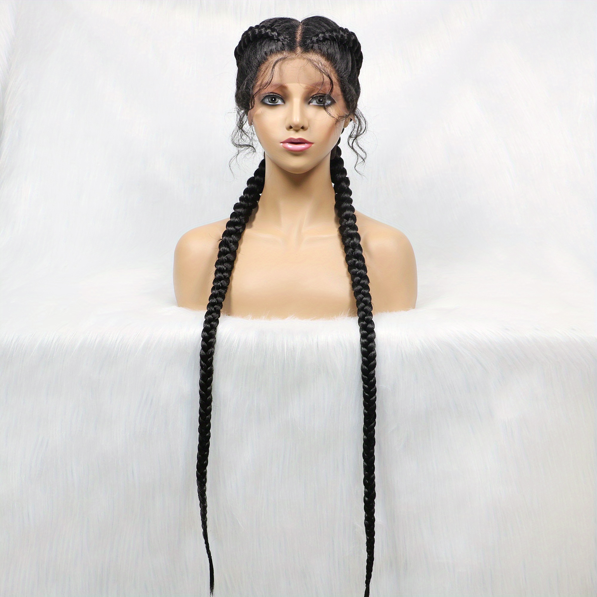 Long Lace Front Twist Braided Wig Baby Hair Synthetic Temu