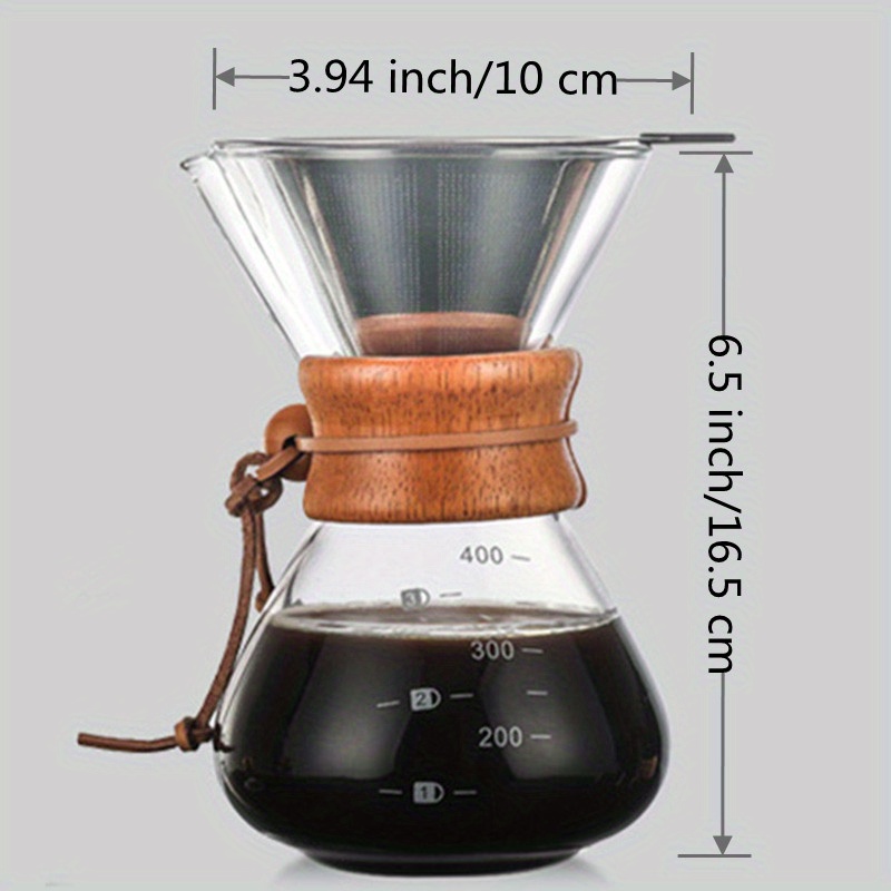 Hot Sale 400ml/ 600ml Glass Pour Over Coffee Maker Pot Camping