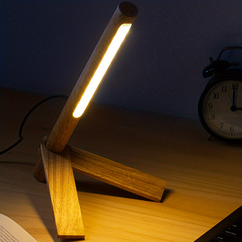 Nordic Simple Solid Wood Desk Lamp Led Three color - Temu