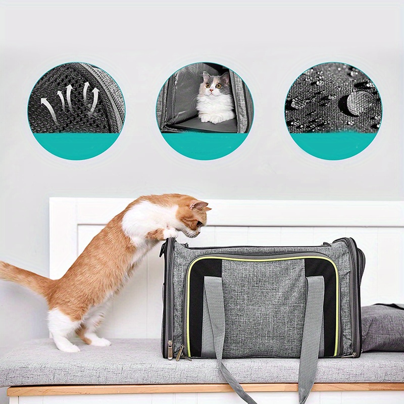 1pc double expansion pet bag gray pet carrying bag large capacity foldable cat bag pet supplies details 4