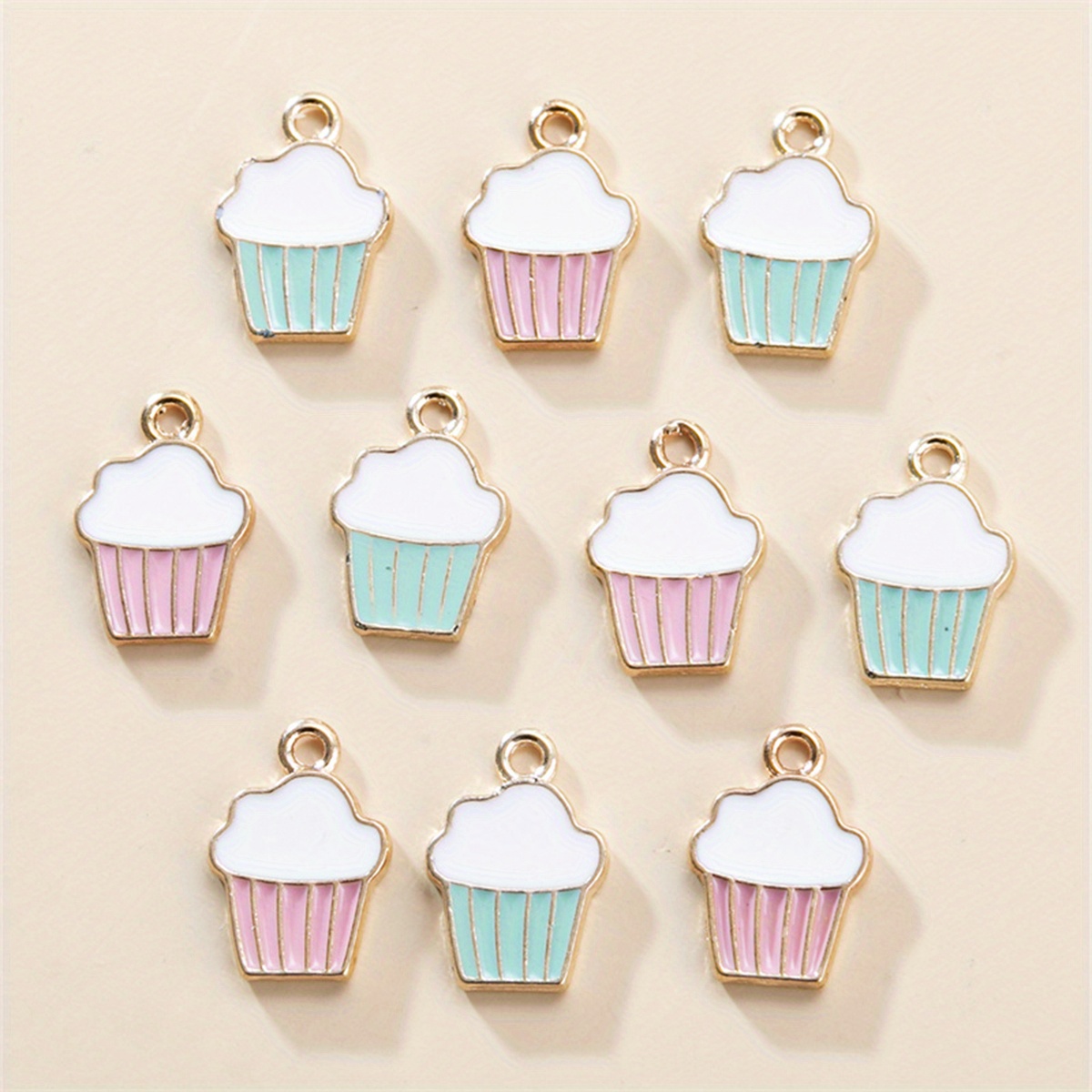 10pcs Enamel Alloy Metal Pink Cake Drop Oil Charms Pendant For Jewelry Making Necklace Earring Accessory Handmade 11x16mm