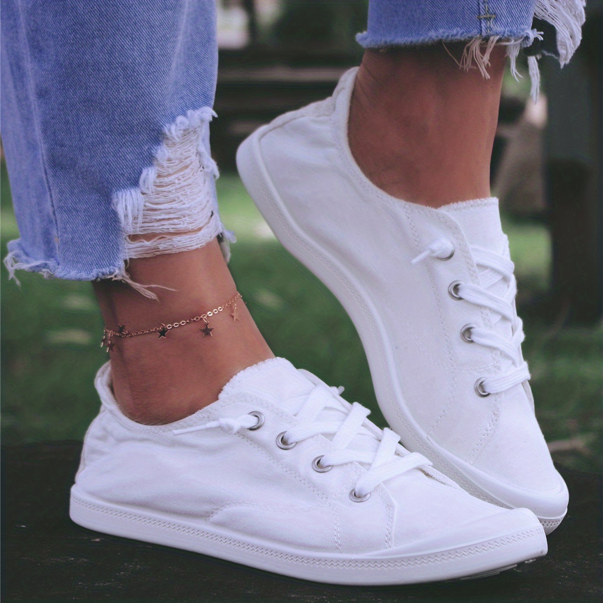 White canvas deals lace up shoes