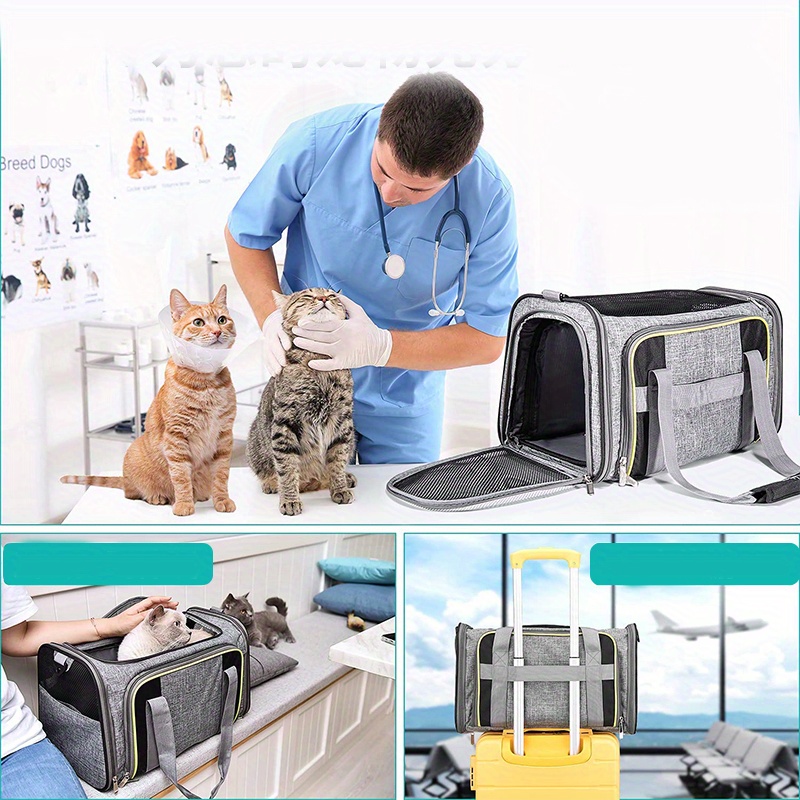 1pc double expansion pet bag gray pet carrying bag large capacity foldable cat bag pet supplies details 2