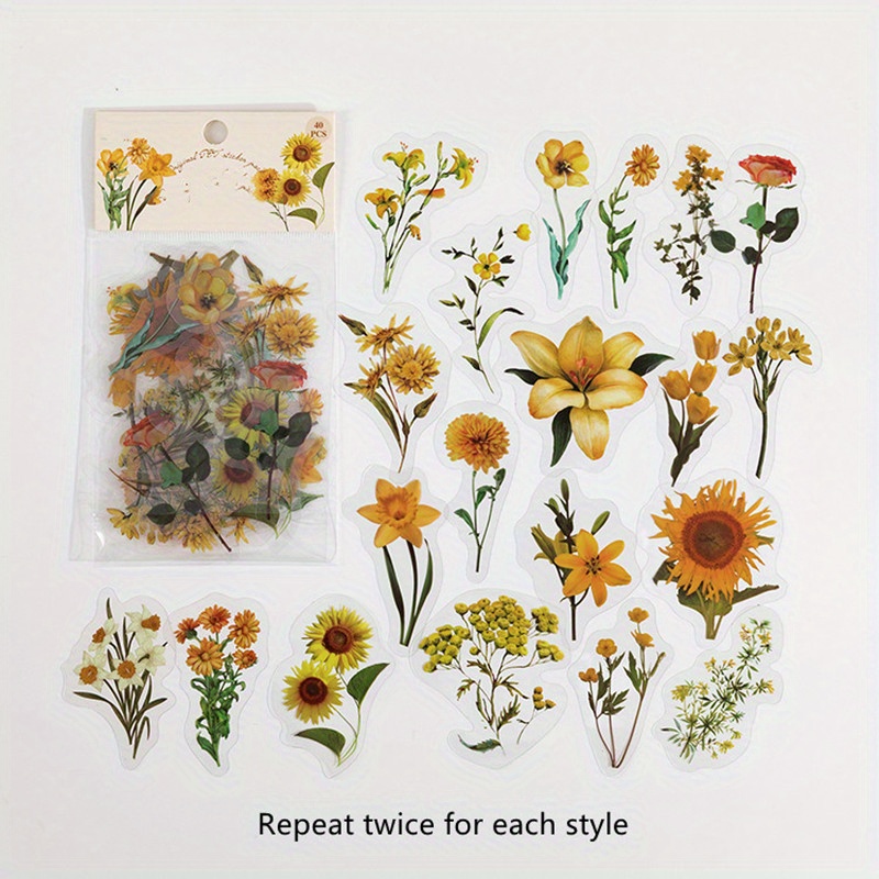 46 pcs/lot Kawaii Plant Flowers Stickers aesthetic Adhesive Diy Stick  Labels Decorative Diary Album Scrapbooking
