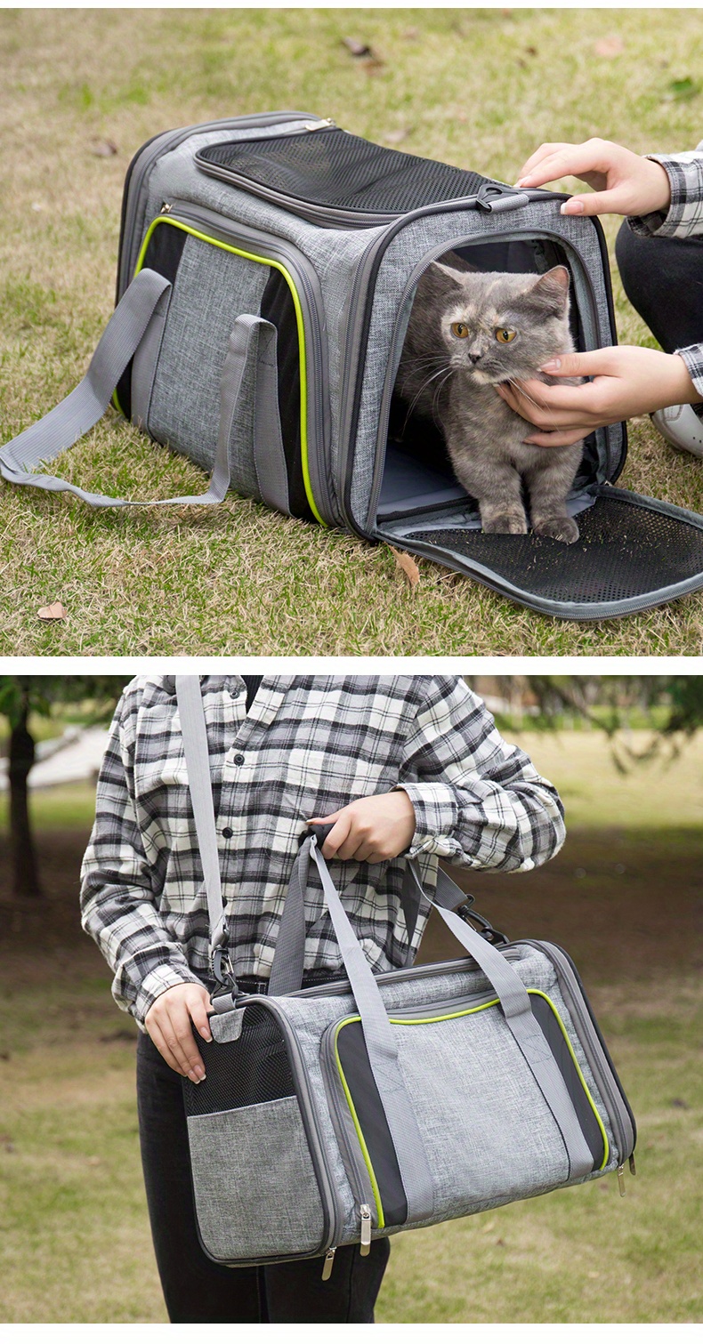 1pc double expansion pet bag gray pet carrying bag large capacity foldable cat bag pet supplies details 1