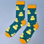 1pair mens novelty funny duck print socks cartoon breathable comfortable crew socks details 1