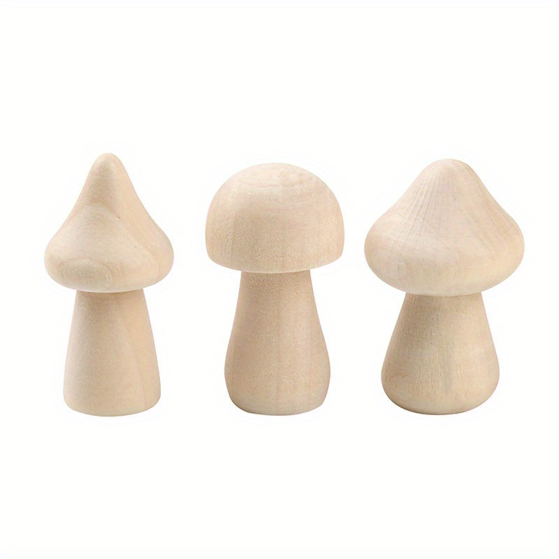 6 Natural Wooden Mushrooms Perfect For Arts Crafts Projects - Temu