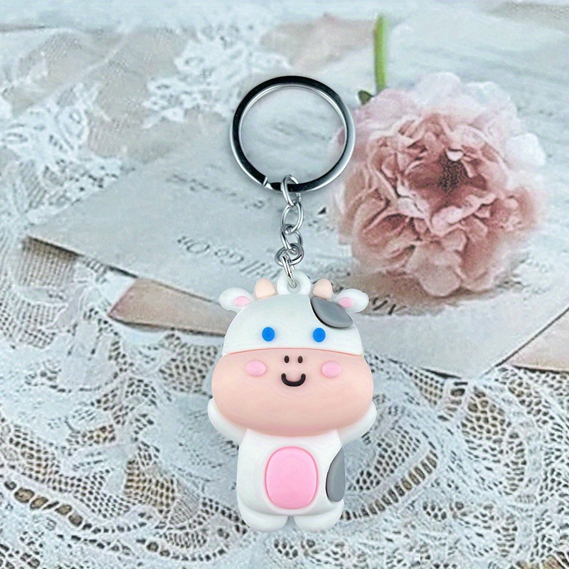 Cute Animal Pink Rabbit Fur Key Ring Keychain Girl HandBag Silver