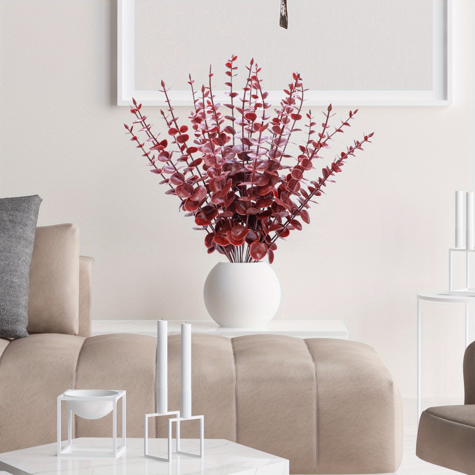 1pc Artificial Flowers Fake Plants Artificial Eucalyptus Temu