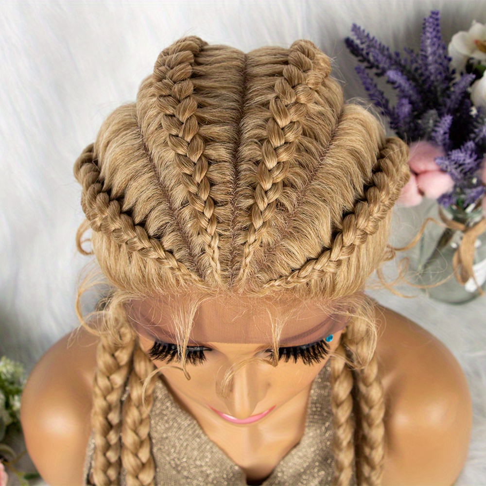 4 編組かつらレースフロント人工毛ウィッグソフトボックス編組